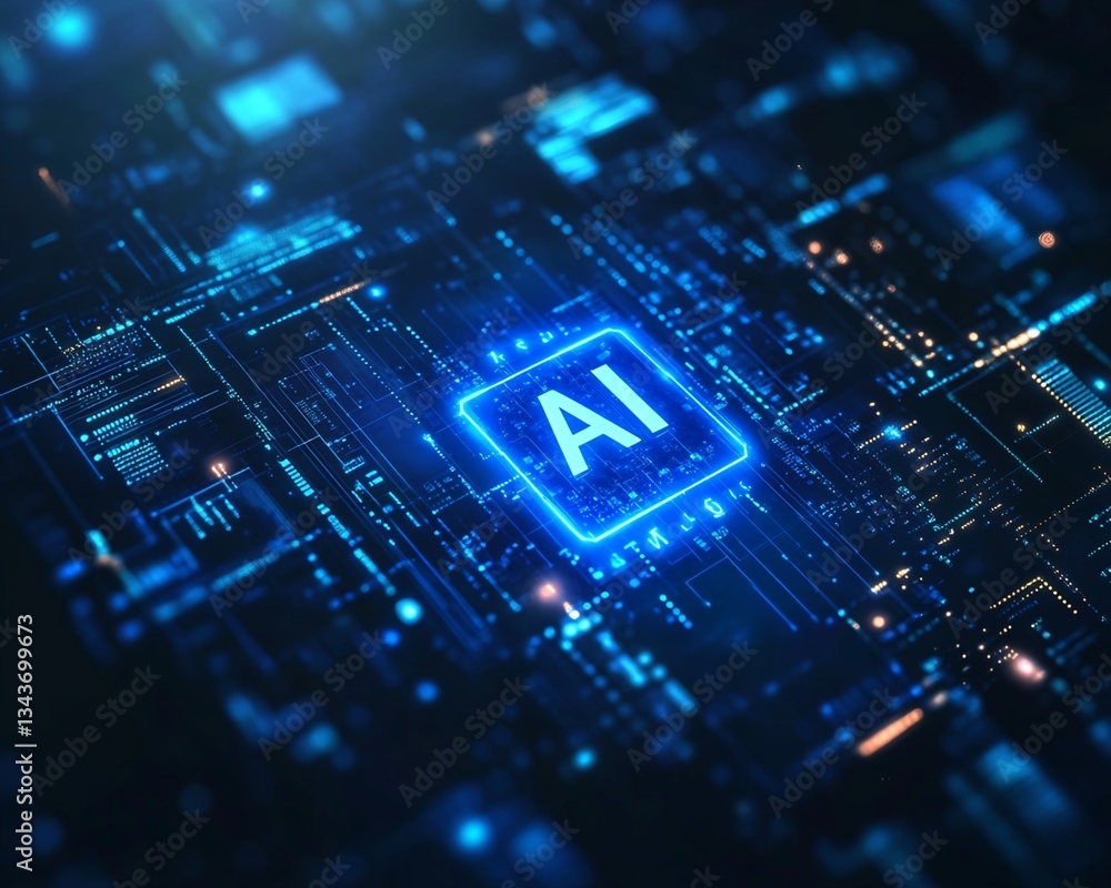 Aufkleber digital representation of artificial intelligence on circuit board