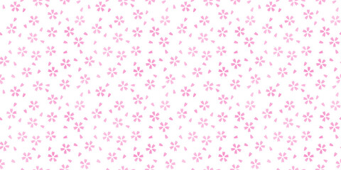 Hand drawn watercolor style  cherry blossoms, Sakura print with pink color, Seamless vector watercolor texture background/手描きの水彩テクスチャのの小桜模様