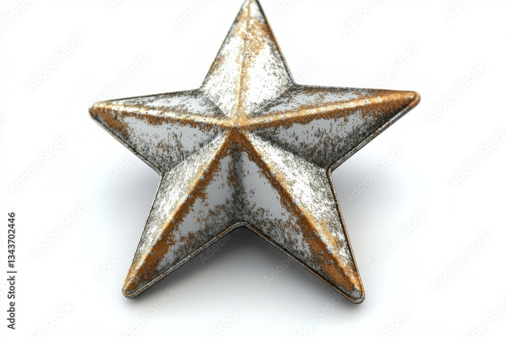 Aufkleber Rusty five-point star decoration with a weathered finish placed on a white background