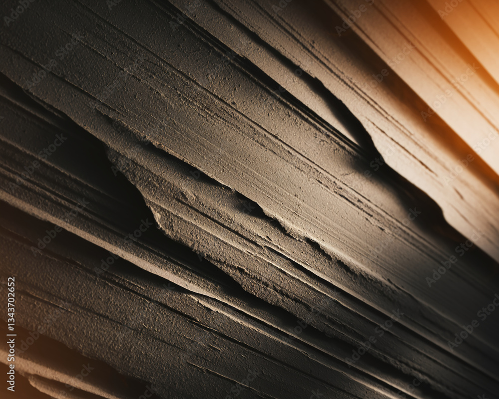 Aufkleber dark brown textured surface with horizontal lines and irregular edges, creating a rough and layered 