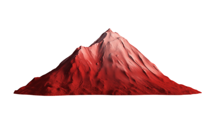 A pile of red powder or granulated material, shaped like a small mountain isolated, texture appears rough, mountain, mountain of sand substance, pile of sand, red mountain