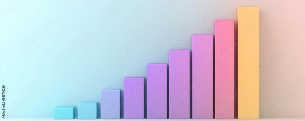 Poster a colorful bar chart with a yellow line in the middle. the chart is made up of different colored blo