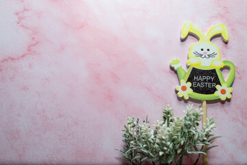 easter bunny on wooden background