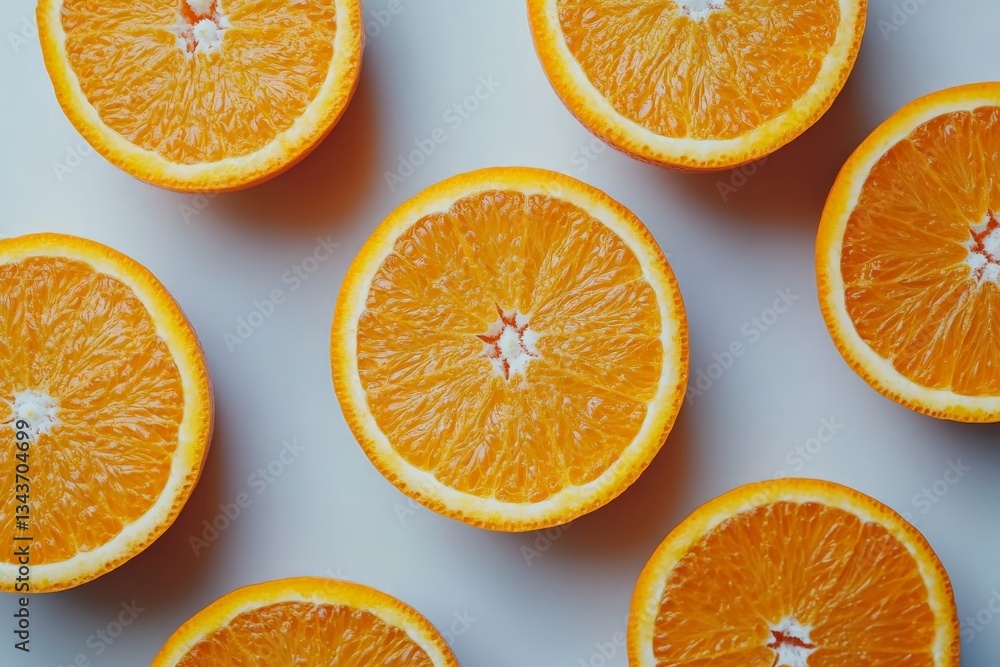 Poster brightly sliced oranges arranged beautifully for a refreshing summer snack or garnish in a kitchen s