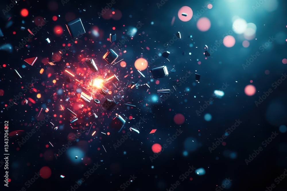 Poster vibrant display of red and blue led lights dazzling against a deep dark background creating a dynami