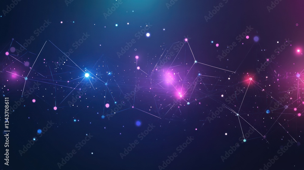 Poster abstract network connection: digital galaxy of data