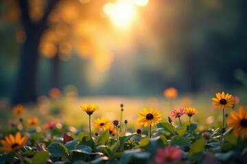 Obraz premium Abstract blurred nature scene, ideal for website backdrop, image, sky, foliage