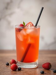 fruit cocktail with strawberries