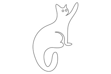 Continuous one line cat pet art outline vector illustration design

