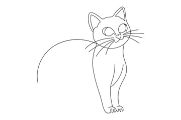 Continuous one line cat pet art outline vector illustration design

