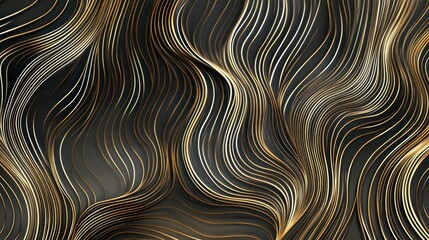 Fototapeta premium Abstract Gold and Black Wave Pattern: A Luxurious Digital Art