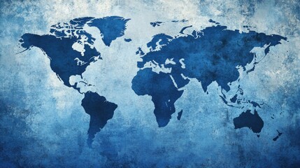 World Map on a Blue Background