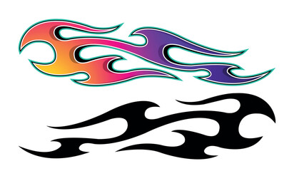 Speed flame sports car decal vinyl sticker. Racing car tribal fire flames vector art graphic. Side vehicle decoration for car, auto, truck, boat, suv, motorcycle.