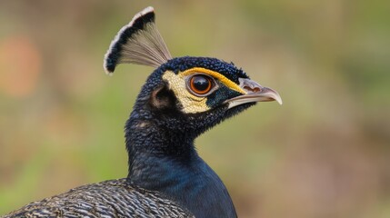 Close-up of a peacock showcasing its vibrant colors and distinctive features.