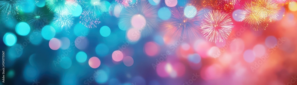 Poster vibrant and colorful fireworks display illuminating the night sky with spectacular patterns and expl