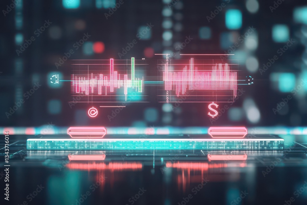 Poster laptop displaying heartbeat waveform on screen symbolizing technology and health monitoring in a mod