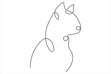 Continuous one line cat pet art outline vector illustration design

