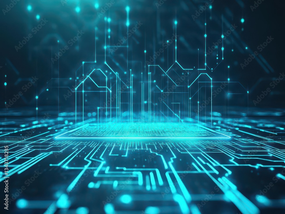 Poster intricate circuit design featuring multiple layers and connections highlighting technology innovatio