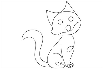 Continuous one line cat pet art outline vector illustration design

