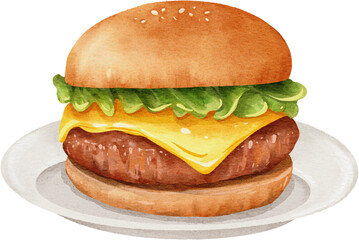 watercolor hamburger