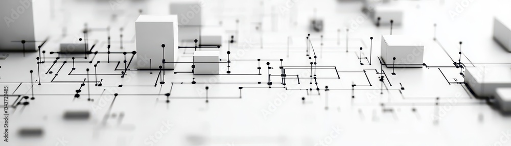 Poster intricate black and white abstract background featuring numerous small squares creating a dynamic vi