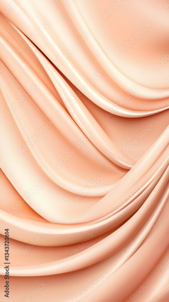 Aufkleber the soft peach fabric displays an elegant drape with smooth, flowing folds, highlighting the delicat