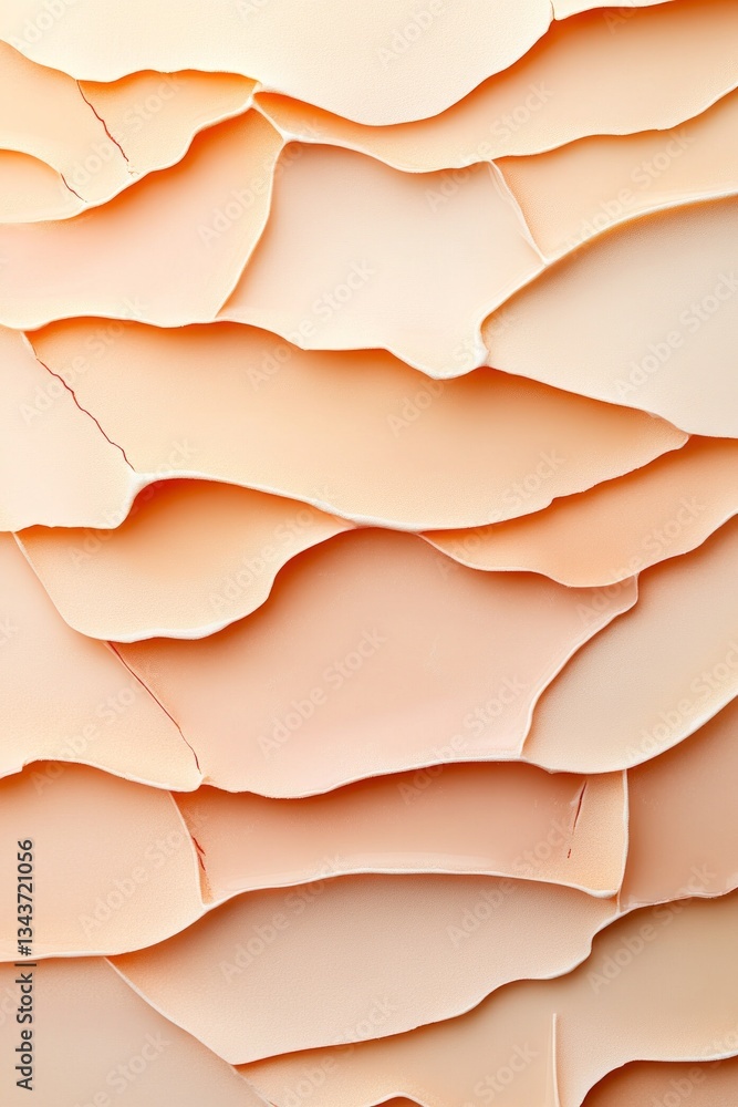 Poster soft peach layers overlap in a delicate arrangement, showcasing intricate texture and depth in a con