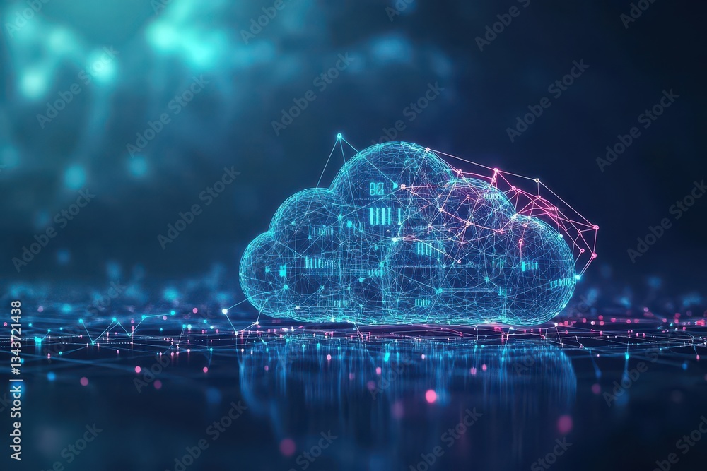 Poster a dramatic cloud display with an intricate network of interconnected lines symbolizing connectivity 