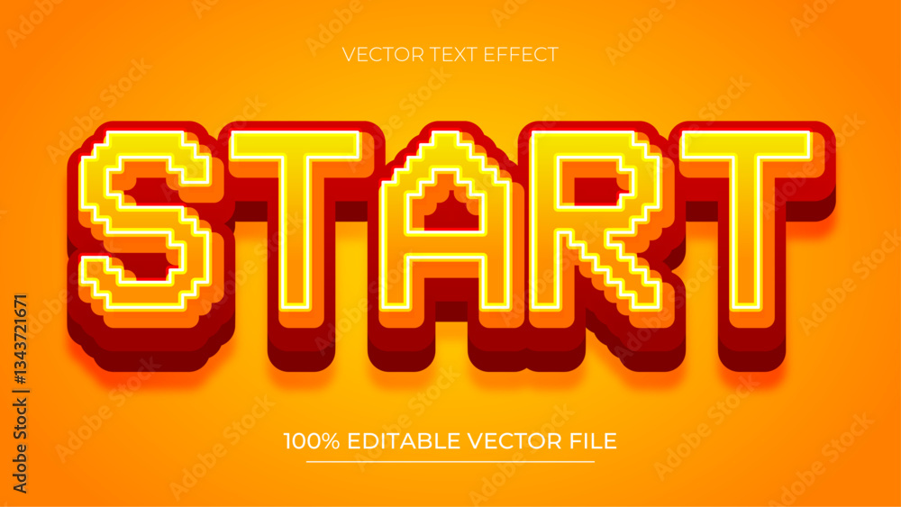 Fototapete start editable text effect pixel style vector text effect