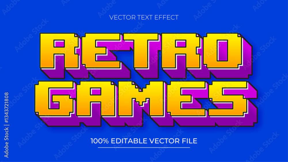 Fototapete retro games editable text effect template with modern style