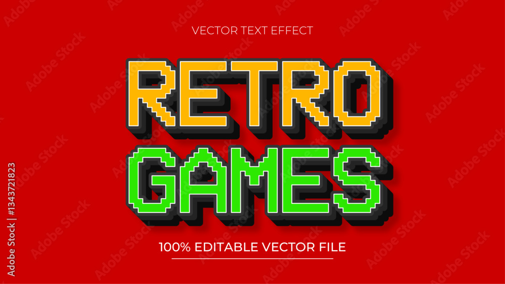 Fototapete retro games editable text effect template with retro vintage style