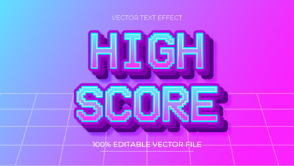 High Score futuristic editable pixel movie game style text effect