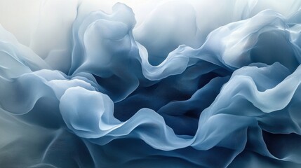 Obraz premium Delicate grayscale mist forming abstract patterns, intertwined with ribbons of sapphire and sunset-hued flames.