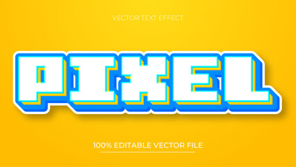 Obraz premium Pixel editable text effect in modern trend style Blue and Yellow Color