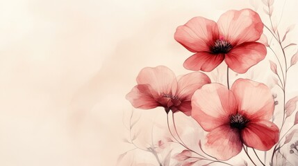 Obraz premium Serene watercolor daisies in light champagne and dusty rose hues, elegantly framing wedding announcement text.