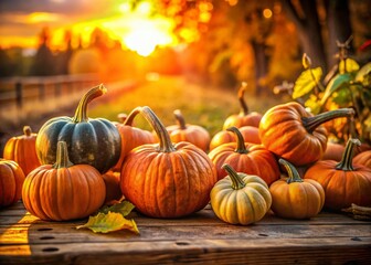Autumn Harvest: Candid Shot of Pumpkins VII - Rustic Fall Scene