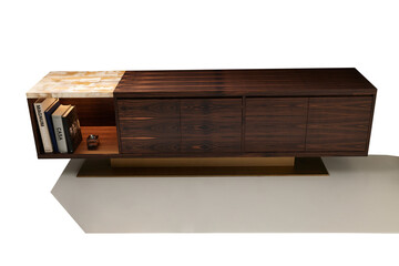 stylish interior decoration and accessories against a white background. minimalist furniture design. studio shoot photography + clipping path.