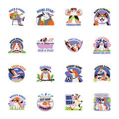 Bundle of Flat Style Animal Stickers 