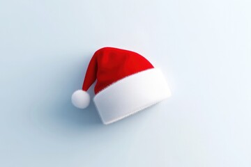 Red Christmas hat on light blue background
