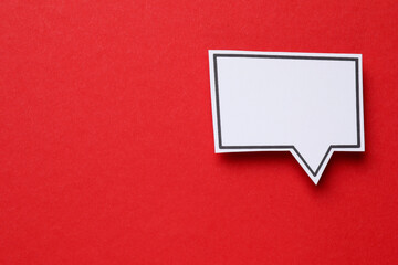 Blank speech bubble on red background, top view. Space for text