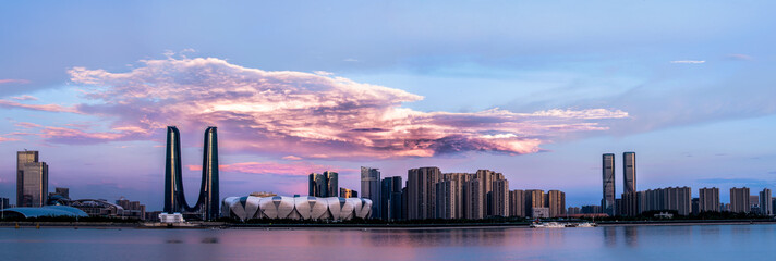 Modern buildings and rural skyscrapers and tourist attractions in China
