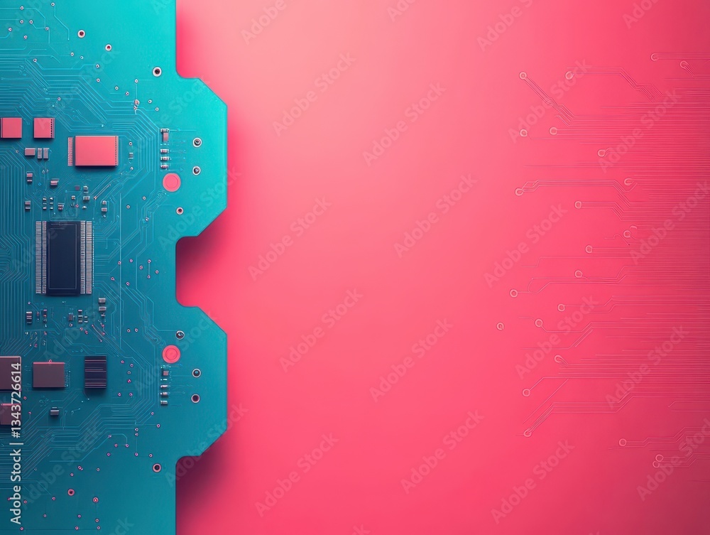 Poster intricate circuit board design featuring complex pathways and components illustrating advanced techn