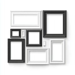 Group of retro realistic  photo frames placed on white background. Template photo design