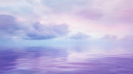 Serene Calm Horizon with Soft Pastel Clouds and Water Reflection