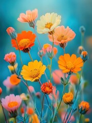 Fototapeta premium Vibrant Macro Photography of Colorful Wildflowers in Spring