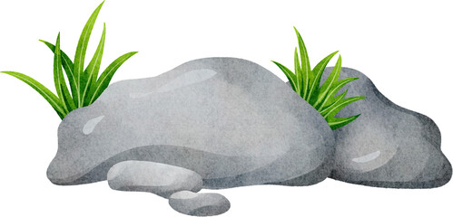 watercolor rock stone