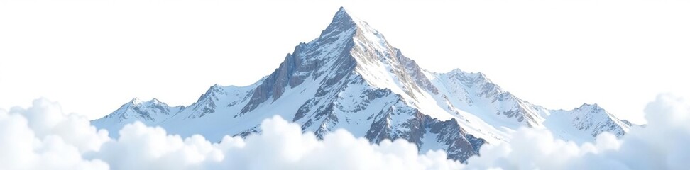 Obraz premium Snowy mountain peak isolated on white background, isolation, mountain, calm