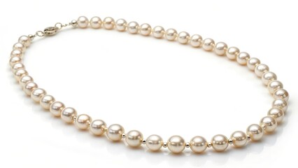 Pearl Necklace on White Background