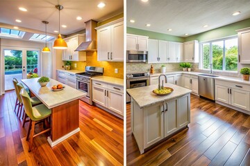 Fototapeta premium Before & After Kitchen Renovation: Stunning Cabinet & Countertop Upgrade