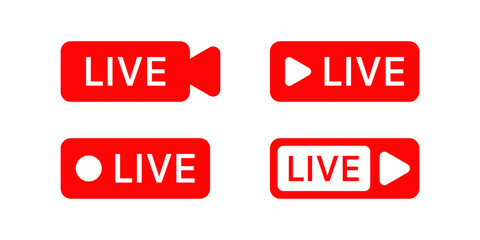 Live Streaming Icon Set. Video Broadcasting Symbol for TV, News, Movies, Shows, and Online